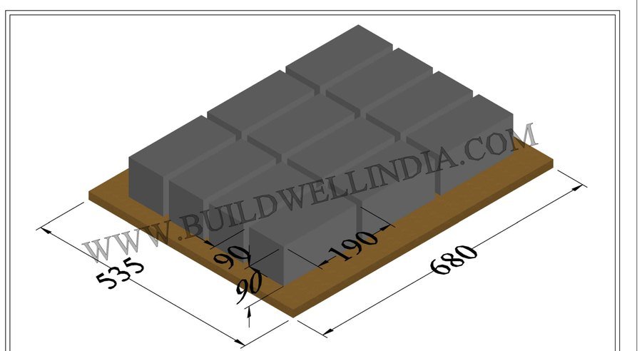 Fly Ash Brick 190 × 90 × 90 mm on pallet