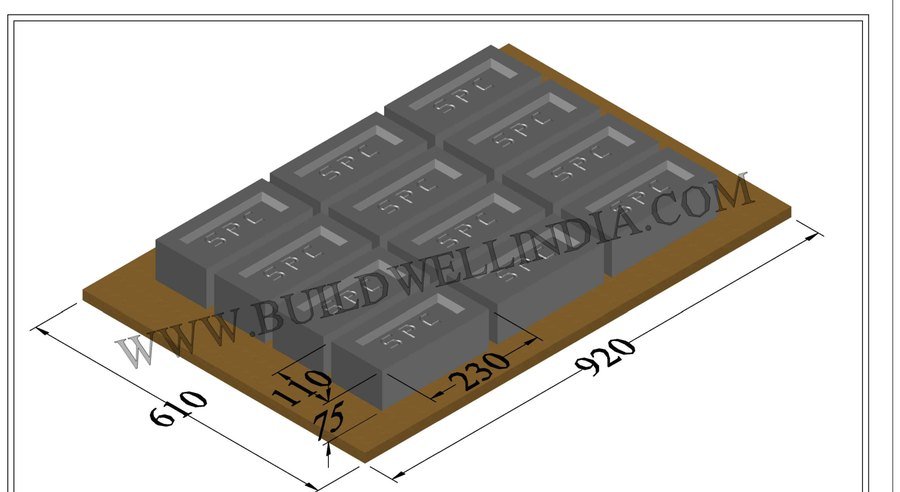 Fly Ash Brick 230 × 110 × 75 mm on pallet