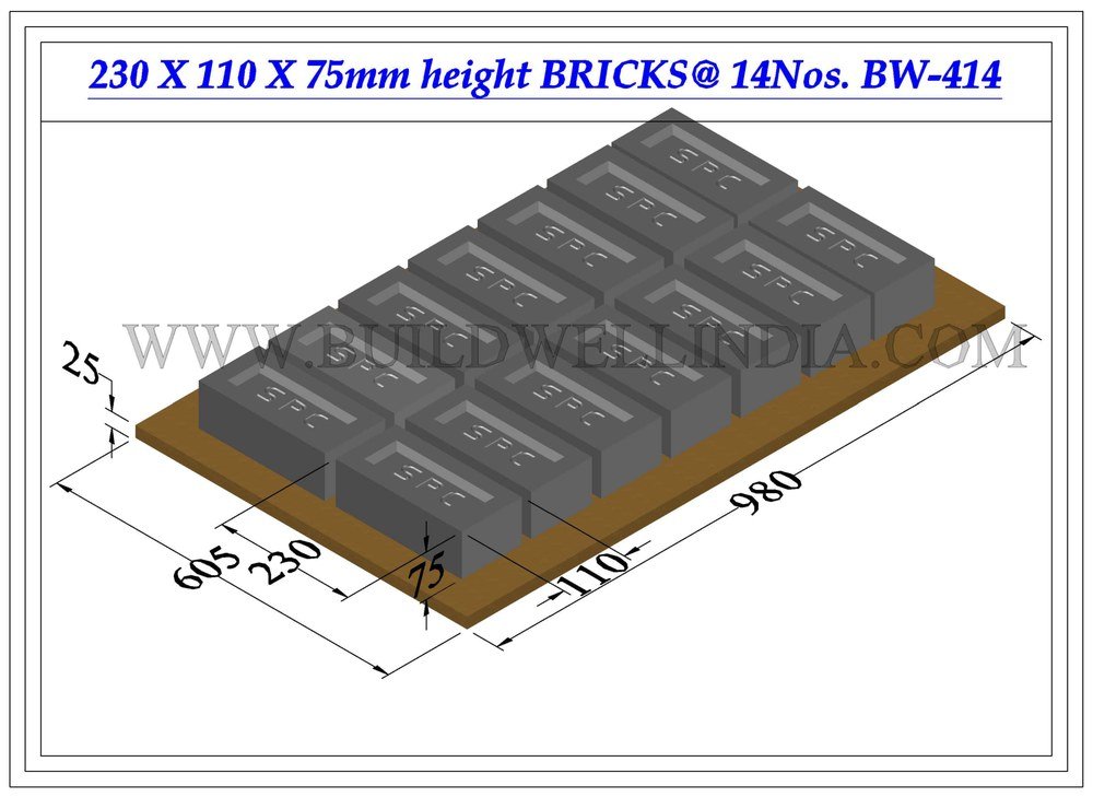 Fly Ash Brick 230 × 110 × 75 mm on pallet
