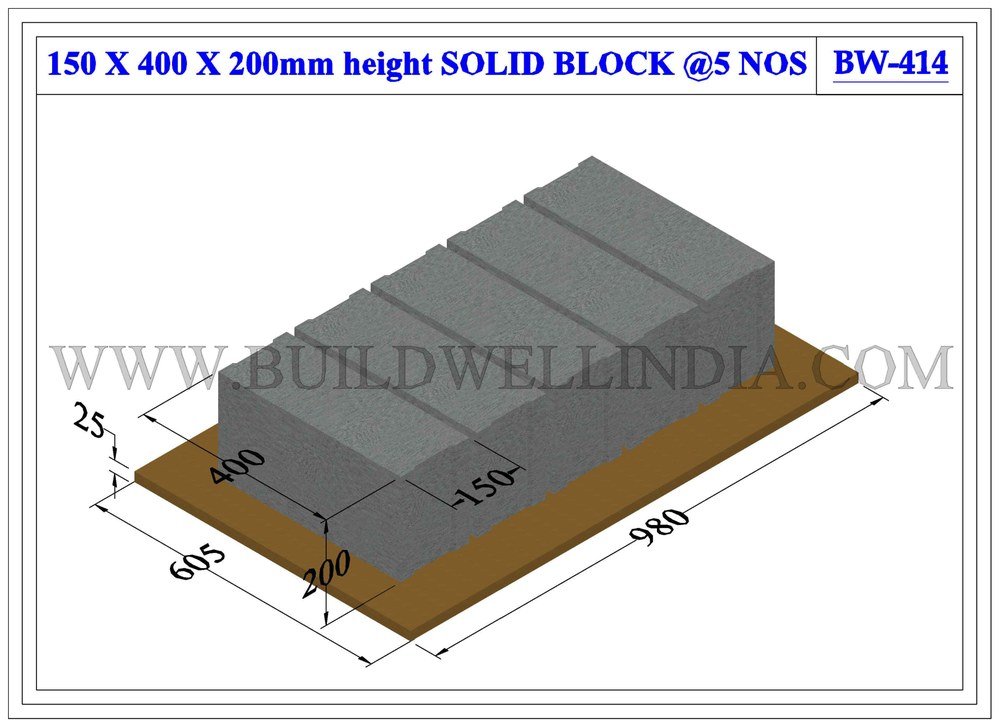 Solid Block 400 × 150 × 200 mm on pallet